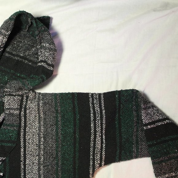 COPY - green white and black poncho hoodie - Picture 3 of 8